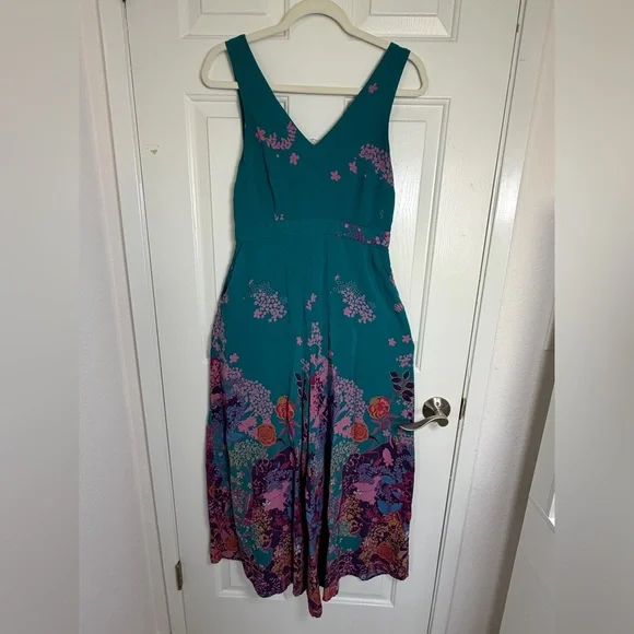Maeve Anthropologie Womens Turquoise Floral V-Neck Wide Leg
Andalusia Jumpsuit 6 - Picture 3 of 9
